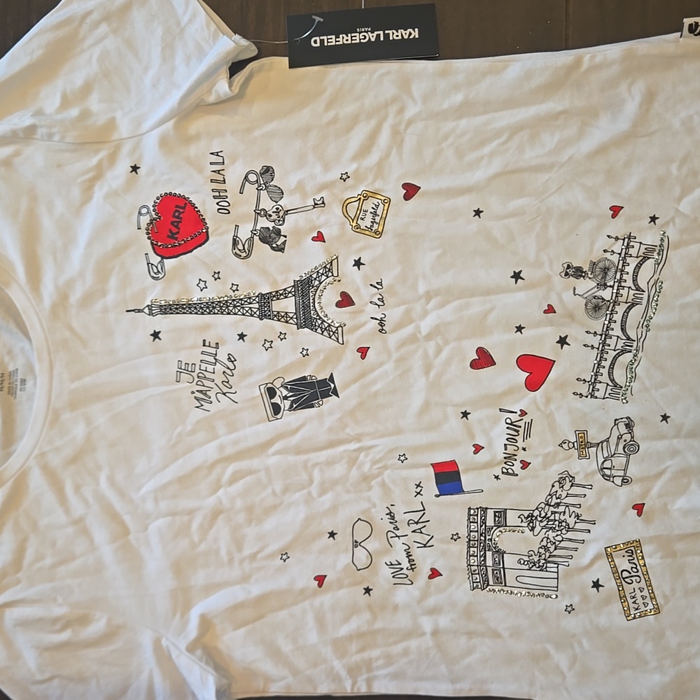 Karl Lagefeld Paris Themed T Shirt NWT - Picture 4 of 4